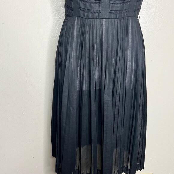 Vtg 50s Carlye Midi Dress 6/8 Black Pleated Cotton Mid Century Made in USA 60s - Picture 4 of 8